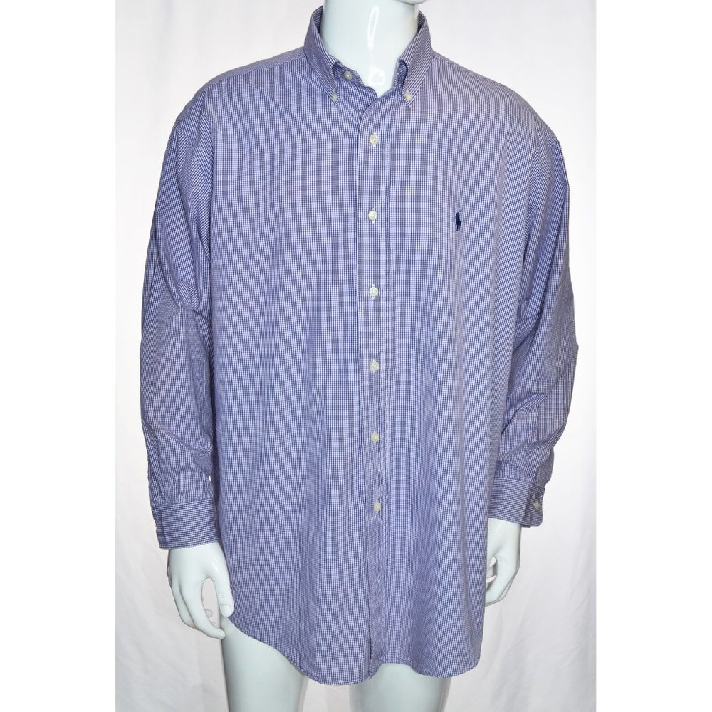 Ralph Lauren Yarmouth Plaid Button Down Shirt Purple/White 16 1/2 32-33